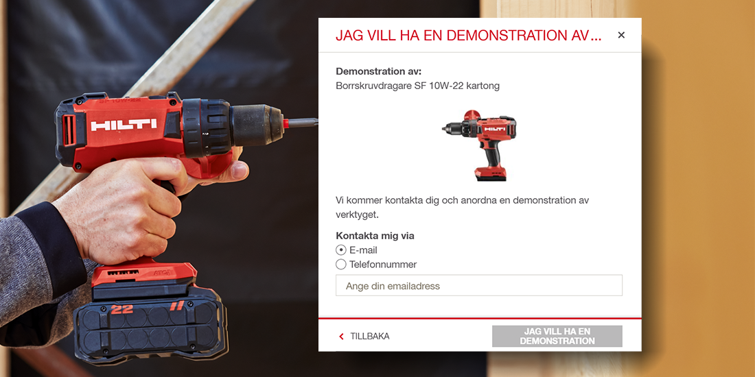 Borrmaskin med intresseformulär