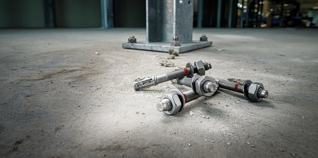 4 HILTI ANCHORS ON A CONRETE FLOOR