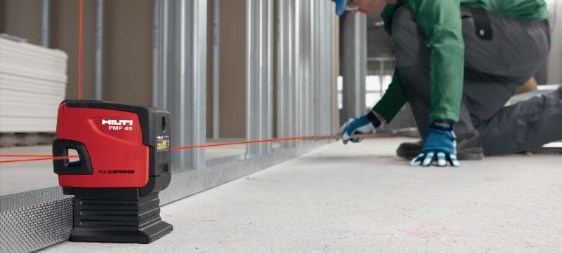 PMP 45 Punktlaser Punktlaser med 5 punkter för rörläggning, avvägning, linjering och vinkelpositionering med röd stråle Användningsområden 1