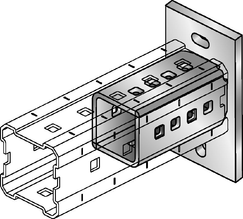 Platt bricka DIN 9021 M16 förzinkad Varmförzinkad (HDG) grundplatta för infästning av MI-90-balkar i betong med två ankare
