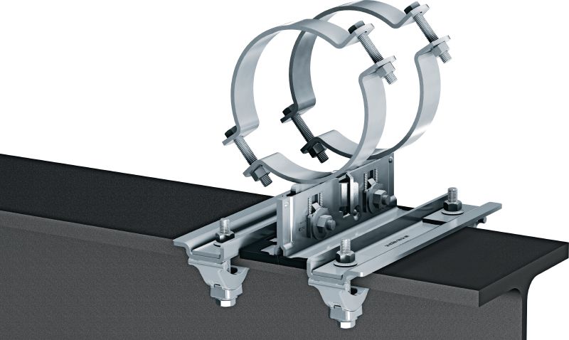 MP-PS anslag för glidelement på balk Balkkopplingar för montering av MP-PS glidskor på stålbalkar