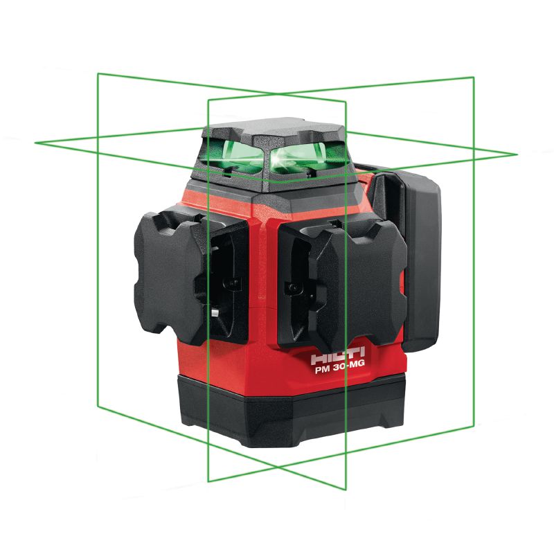 PM 30-MG Grön multilinjelaser Grön multilinjelaser med 3 linjer på 360° för VVS, avvägning, linjering och vinkelpositionering