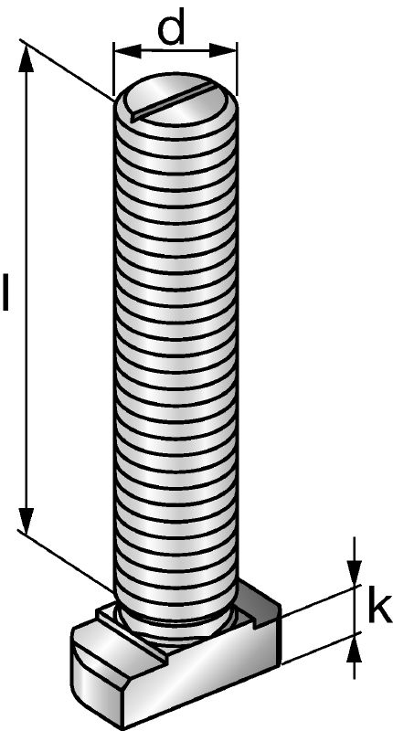 HBC Standard T-bult T-bultar för användning med HAC-C(-P) skenor