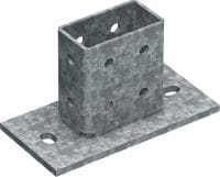 MT-B-O2B OC 3D-belastning grundplatta Förbindelsegrundplatta för infästning av strävskenskonstruktioner vid 3D-belastning mot betong och stål, för utomhusbruk med låg förorening