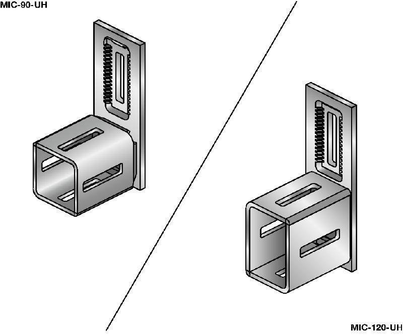 MIC-UH Beslag Standard varmförzinkat (HDG) vinkelbeslag för montage av MI-balkar mot varandra