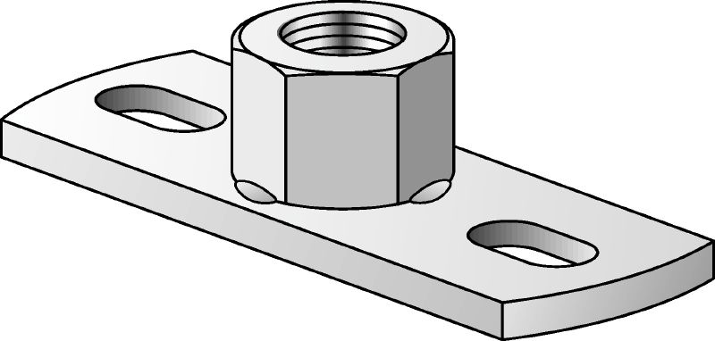 MGS 2-R Medeltung grundplatta i rostfritt stål (A4) för att fästa metriska gängstänger med två förankringspunkter
