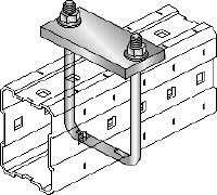 MIC-SPH Varmförzinkat (HDG) tillbehör kopplat på MI-balkar för att stödja hängande rör