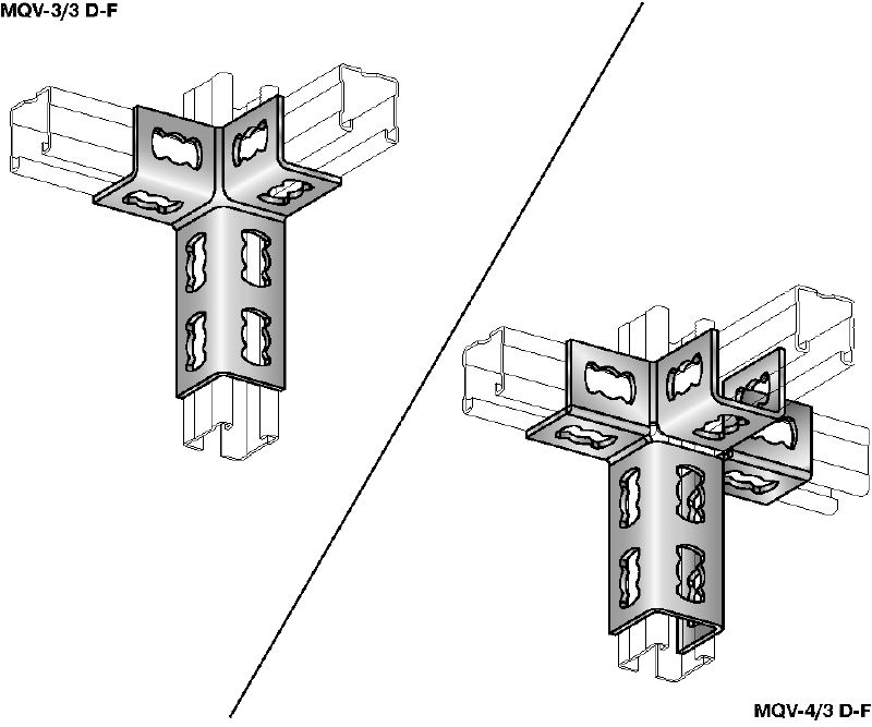 MQV-3D-F Skenkoppling Varmförzinkad (HDG) skenkoppling för tredimensionella konstruktioner