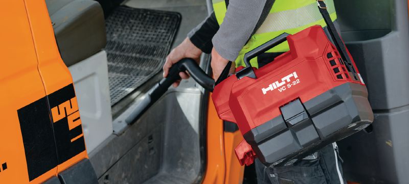 VC 5-22 Batteridriven dammsugare Kompakt, bärbar och batteridriven dammsugare för snabb rengöring på byggarbetsplatser och i verkstäder (Nuron Li-ion Platform) Användningsområden 1