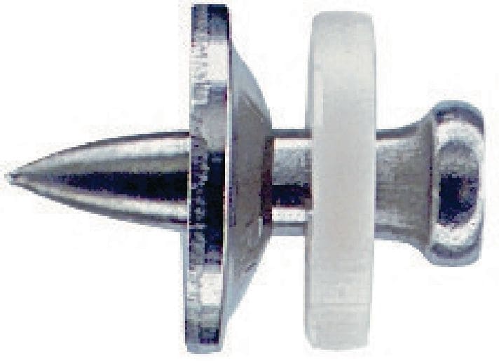 X-CR S12 spik i rostfritt stål med bricka Lös spik för stål i korrosiva miljöer med krutdrivna bultpistoler
