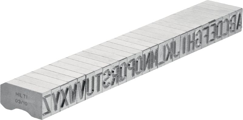 X-MC S 8/10 stansverktyg för stål Vass spets, breda bokstäver och siffror för stämpling av identifieringsmärkning på metall