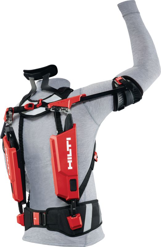 EXO-S exoskelett för arbete ovanför axelhöjd Exoskelett med bärbar konstruktion som hjälper till att avlasta axel- och nackområdet vid arbete ovanför huvudet, för bicepsmått upp till 40 cm