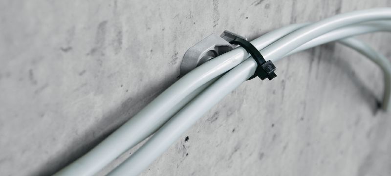 X-ECT MX buntbandsfäste Buntbandshållare i plast för kablar/kanaler med bandade spik Användningsområden 1