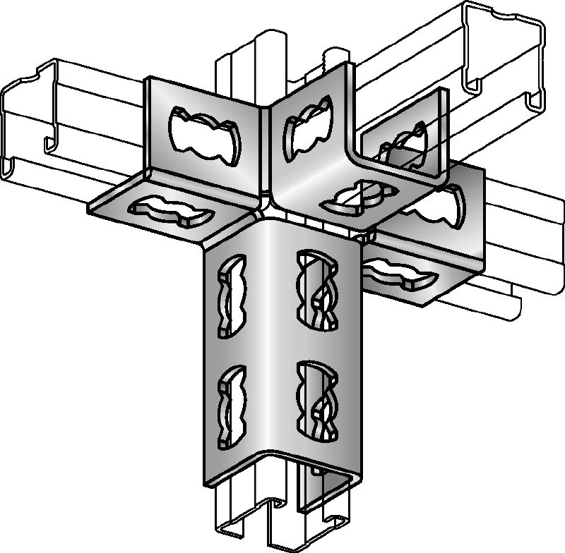 MQV-4/3 D Förzinkad skenförbindelse för tredimensionella konstruktioner