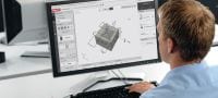 PROFIS Engineering Suite program för konstruktionsdesign Molnbaserat PROFIS program för design av anslutningar för betong mot stål och betong mot betong enligt ett flertal koder och godkännanden Användningsområden 1
