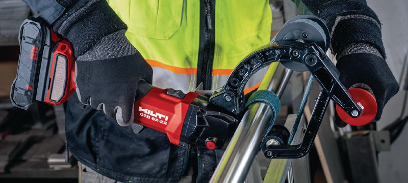 GTB 6X-22 Batteridriven rörbandslip Batteridriven rörbandslip med variabel hastighet med uppgraderad prestanda och batteridrifttid för slipning och ytbehandling av rörformiga metaller (Nuron Li-ion Platform) Användningsområden 1