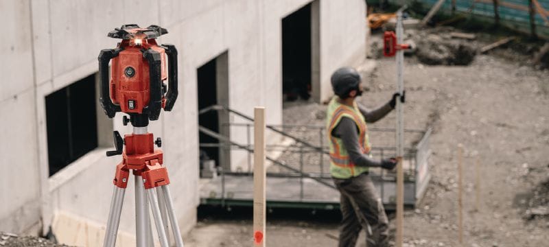PR 400-22 Rotationslaser Robust rotationslaser för horisontell avvägning, vertikal avvägning, fall och räta vinklar (Nuron plattform). Användningsområden 1