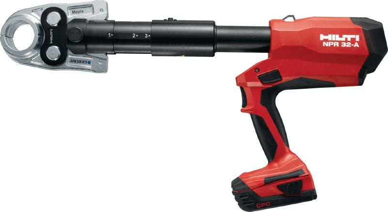 NPR 32-A Pressverktyg med pistolgrepp Batteridrivet 22V pressverktyg för metallrör upp till 108 mm och plaströr upp till 110 mm